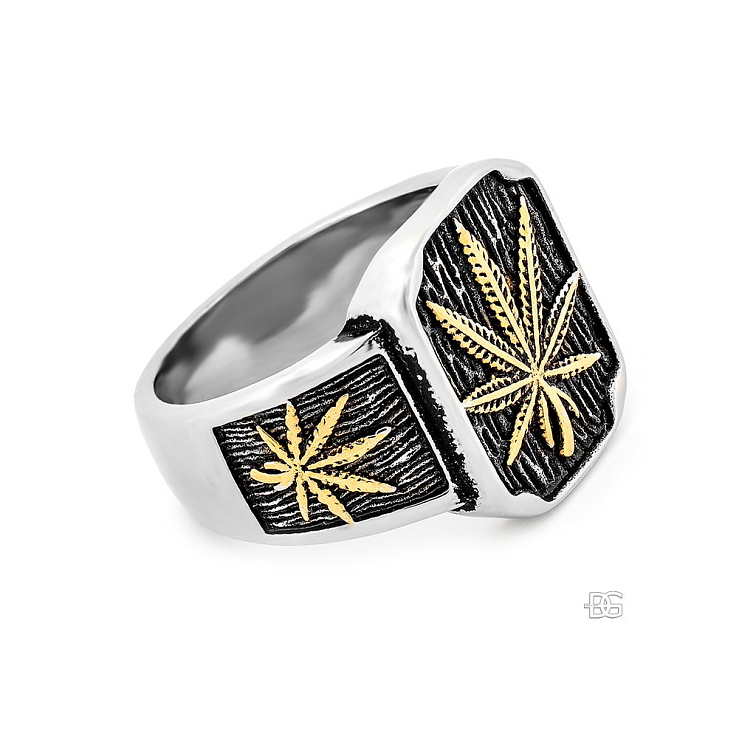 🌿 Pánský ocelový prsten se symbolem Trávy | DG Šperky