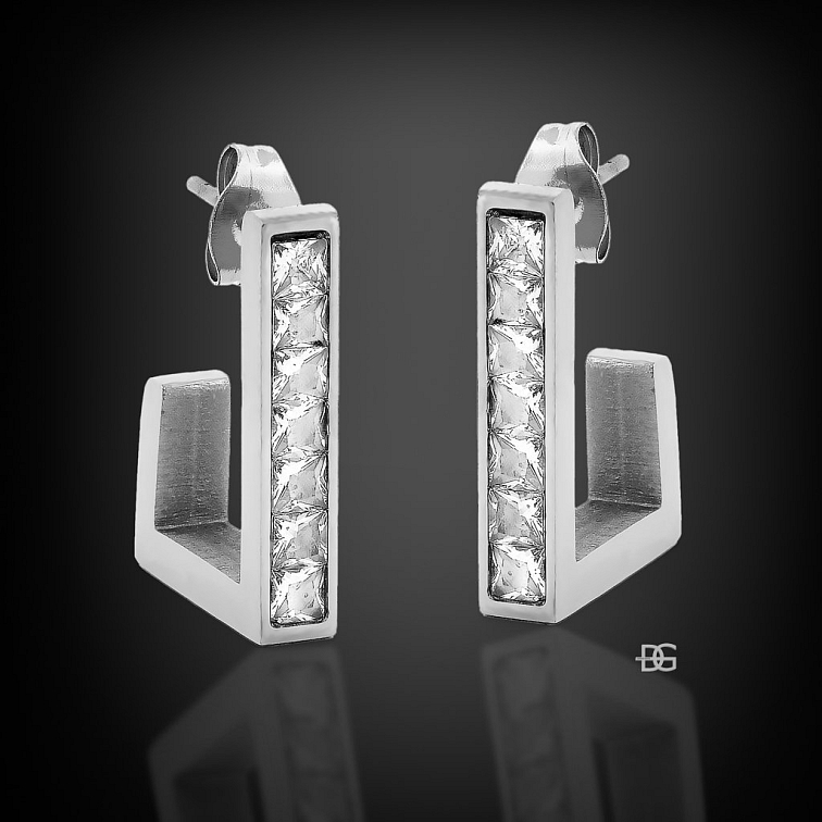 Ocelové visací náušnice Zirael Silver s puzetovým zapínáním | DG Šperky