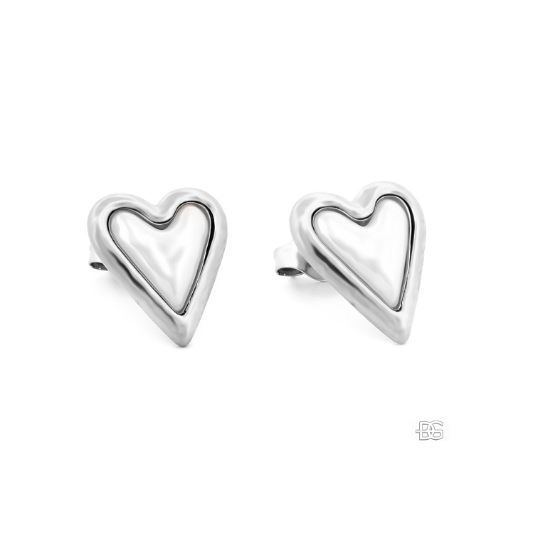 Coria Silver ocelové náušnice se srdcem a perletí | DG Šperky