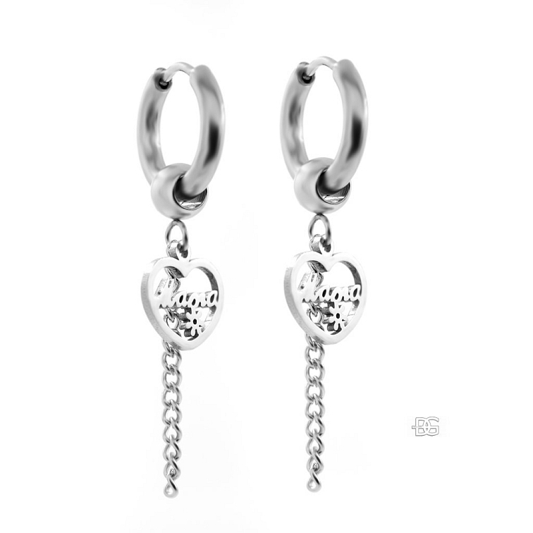 Visací náušnice srdíčka pro mámu - Chirurgická ocel