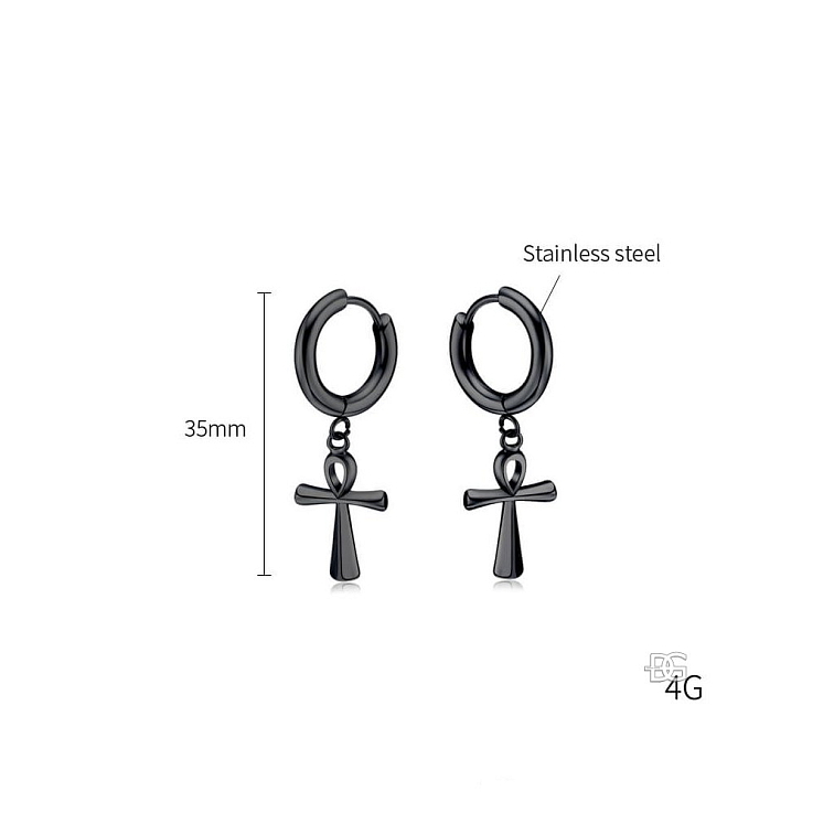 Visací náušnice Paola Nera kroužky s křížkem | DG Šperky