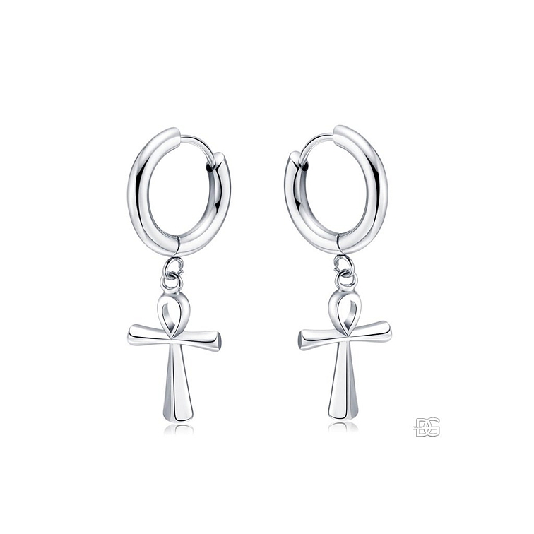 Visací náušnice Paola kroužky s křížkem | DG Šperky