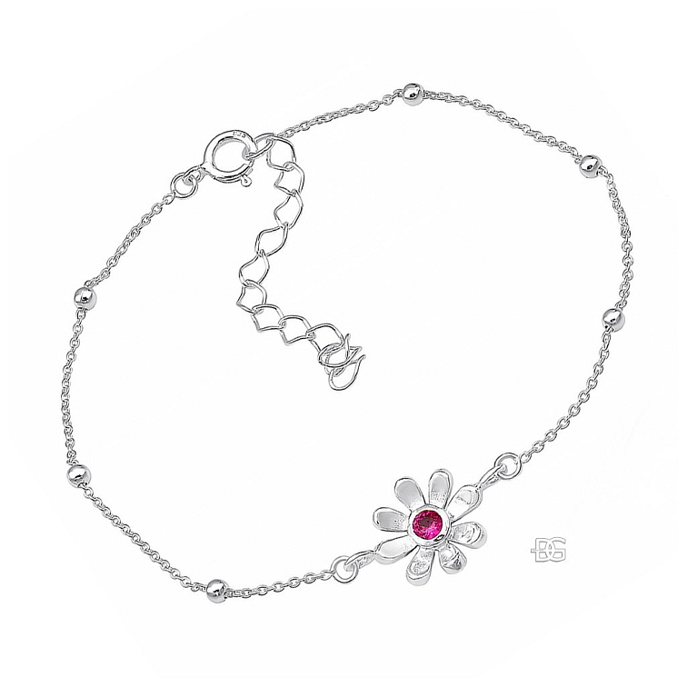 Nákotník s květinou a rubínovým zirkonem | DG Šperky | Stříbro 925/1000