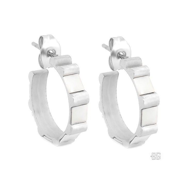 Ocelové náušnice půl kruhy Nacre s perletí | DG Šperky