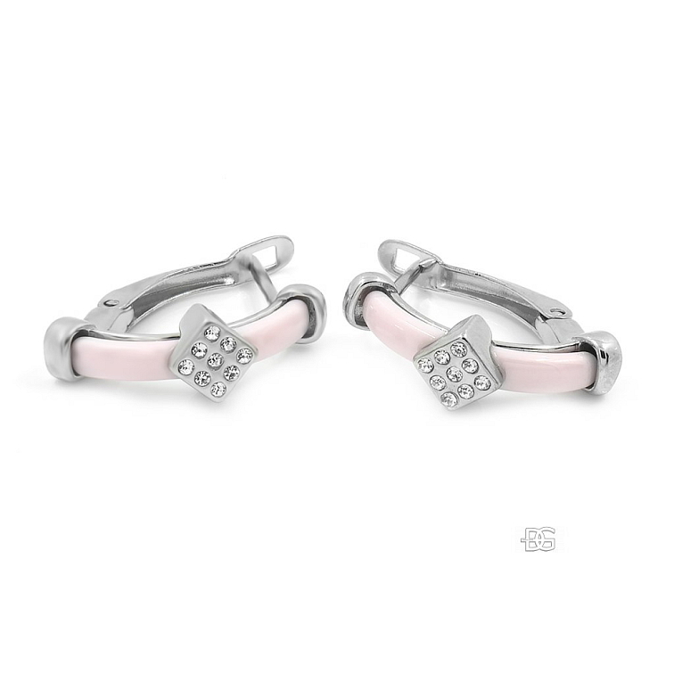 Jemné náušnice Exquisite Rosa se šperkařskou keramikou a zirkony | DG Šperky