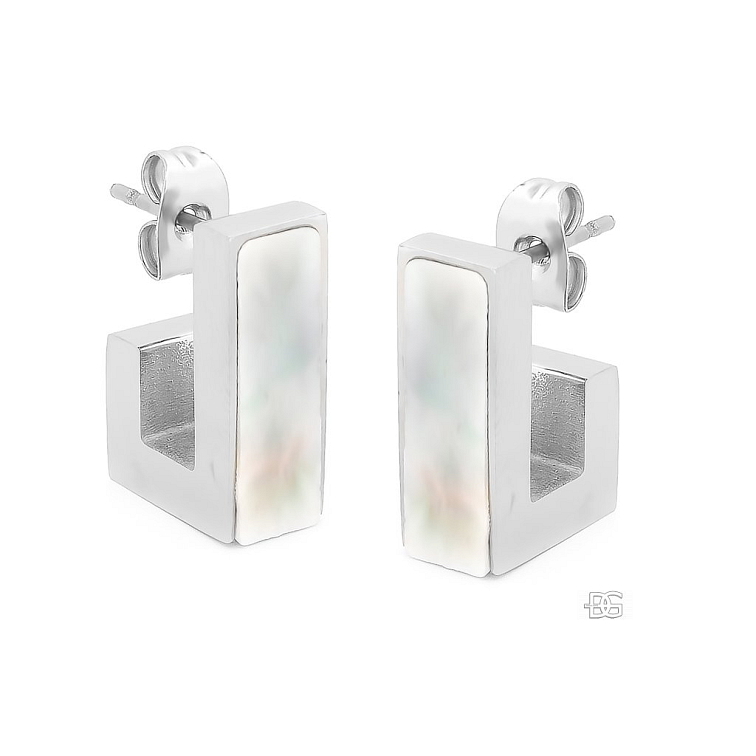 Ocelové náušnice Stella s perleťovým zdobením | DG Šperky