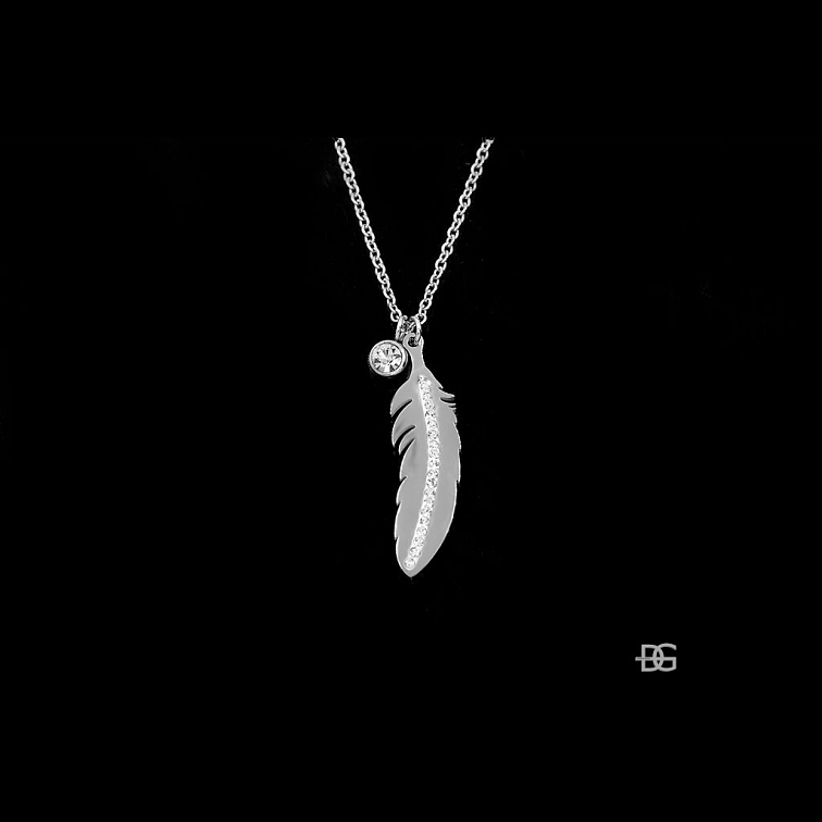 Přívěsek peříčko z křídla anděla - Chirurgická ocel se zirkony