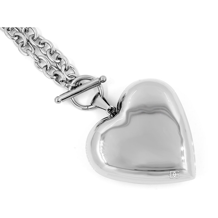 Náhrdelník lesklé ocelové srdce bez zdobení - Chirurgická ocel