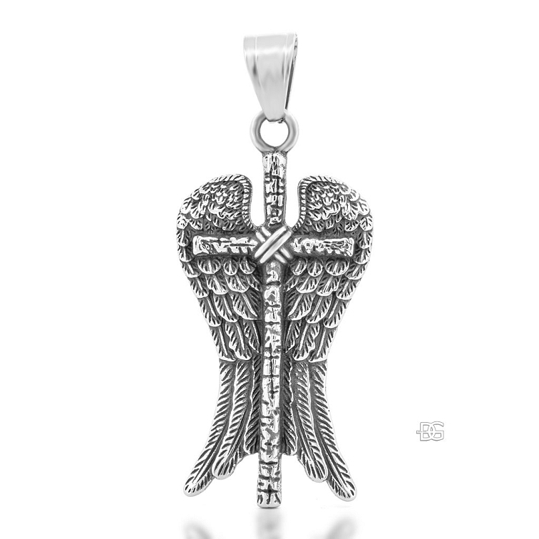 Pánský ocelový přívěsek okřídlený kříž Michele | DG Šperky