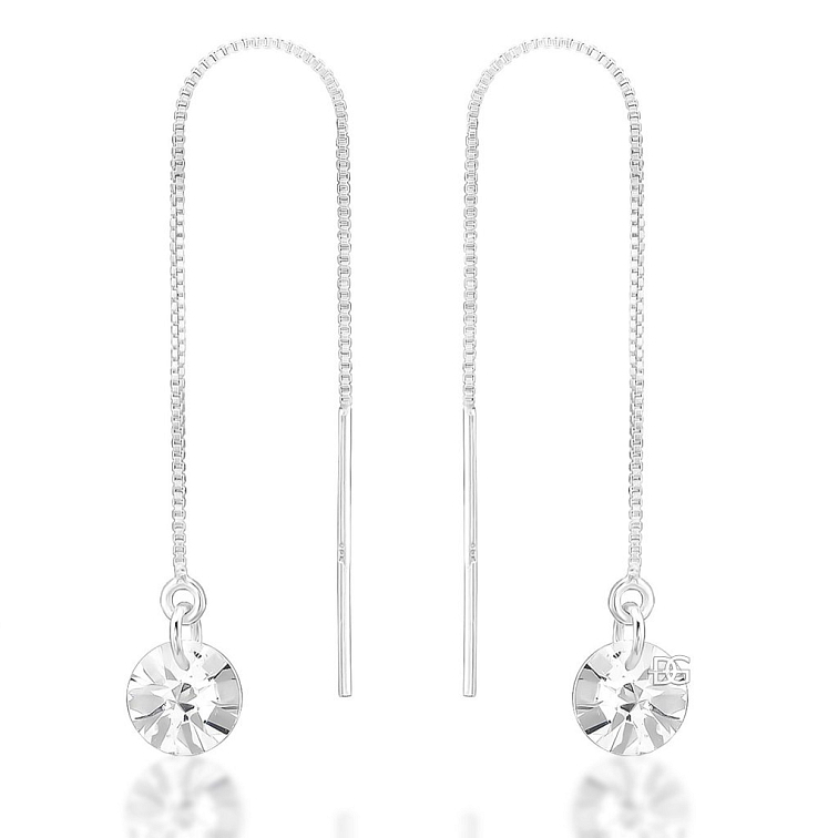 Visací řetízkové náušnice ze stříbra s čirým zirkonem | DG Šperky | Stříbro 925/1000