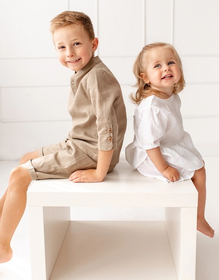 Dívčí lněné kraťasy – béžové