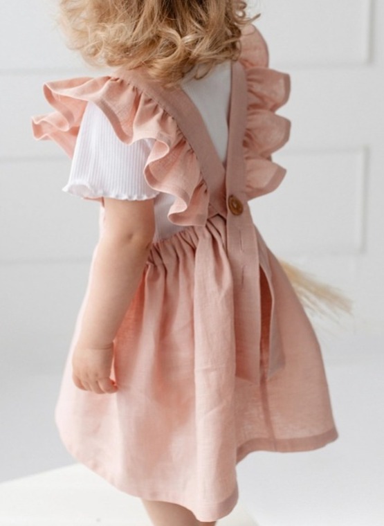 Lněné dětské šaty ZEMĚ – hnědé