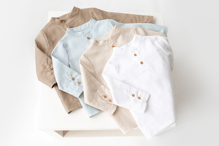 Chlapecká lněná košile – béžová