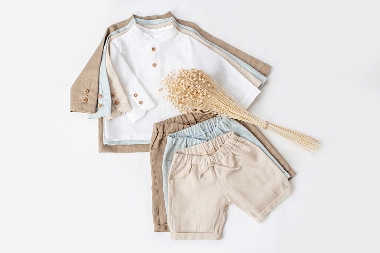 Chlapecké lněné kraťasy – béžové