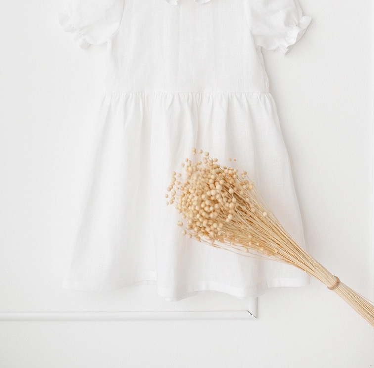 Lněné dětské šaty VZDUCH – bílé
