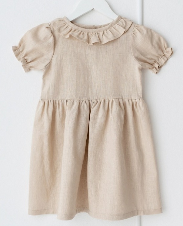 Lněné dětské šaty VZDUCH – béžové