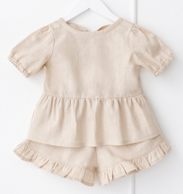 Dívčí lněný top – béžový
