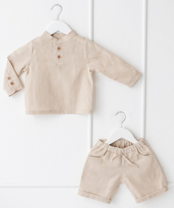 Chlapecká lněná košile – béžová