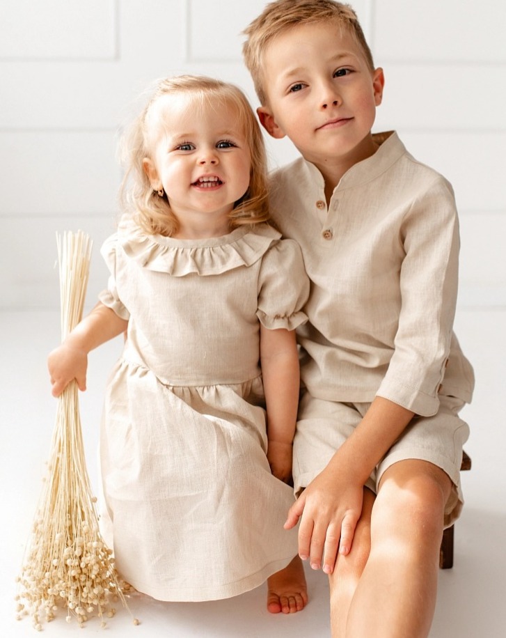 Chlapecké lněné kraťasy – béžové