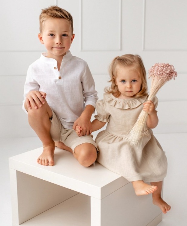 Chlapecká lněná košile – béžová