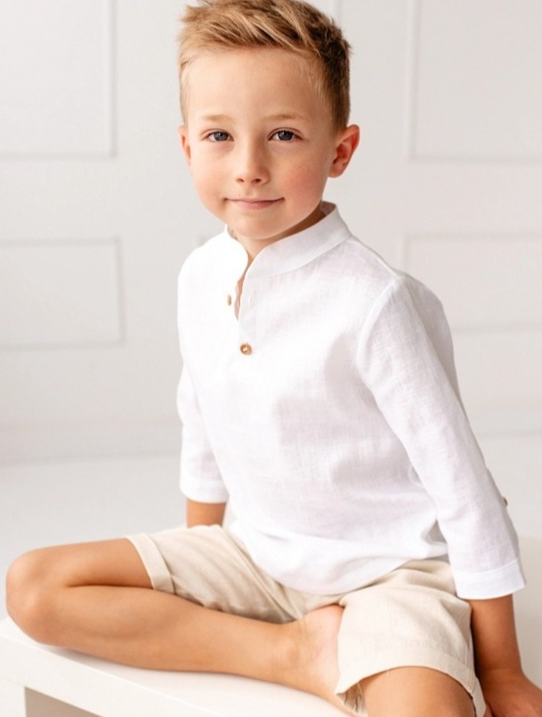 Chlapecká lněná košile – bílá