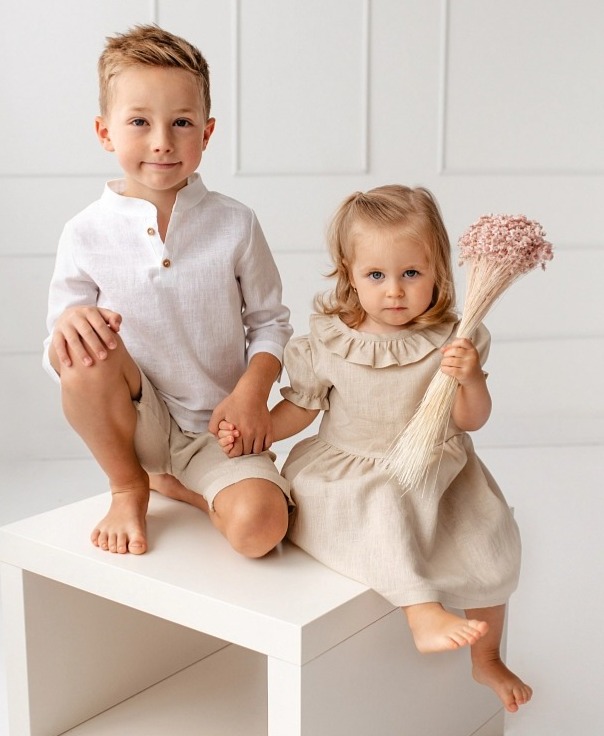 Dívčí lněné kraťasy – bílé