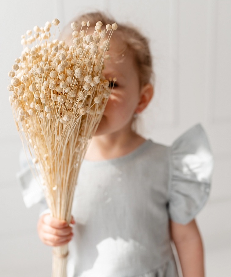 Lněné dětské šaty KOUZLO VÁNOC – hnědé