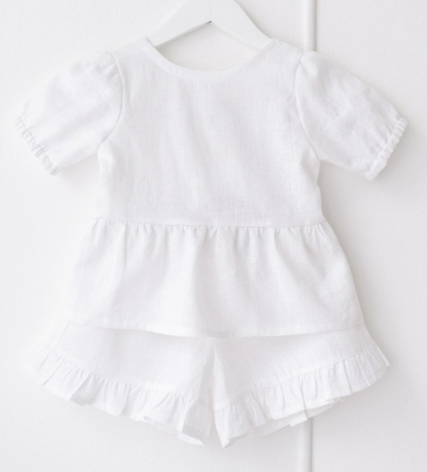 Dívčí lněný top – bílý