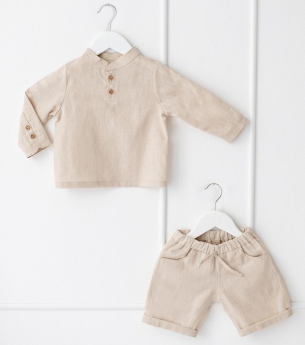 Chlapecké lněné kraťasy – béžové