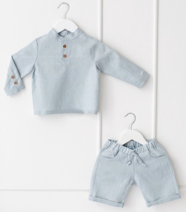 Chlapecké lněné kraťasy – modré