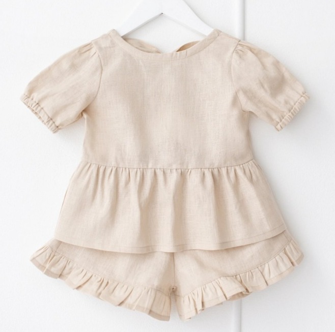 Dívčí lněné kraťasy – béžové