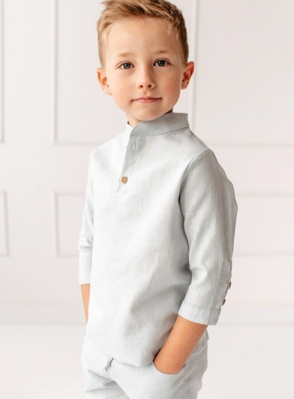 Chlapecká lněná košile – modrá