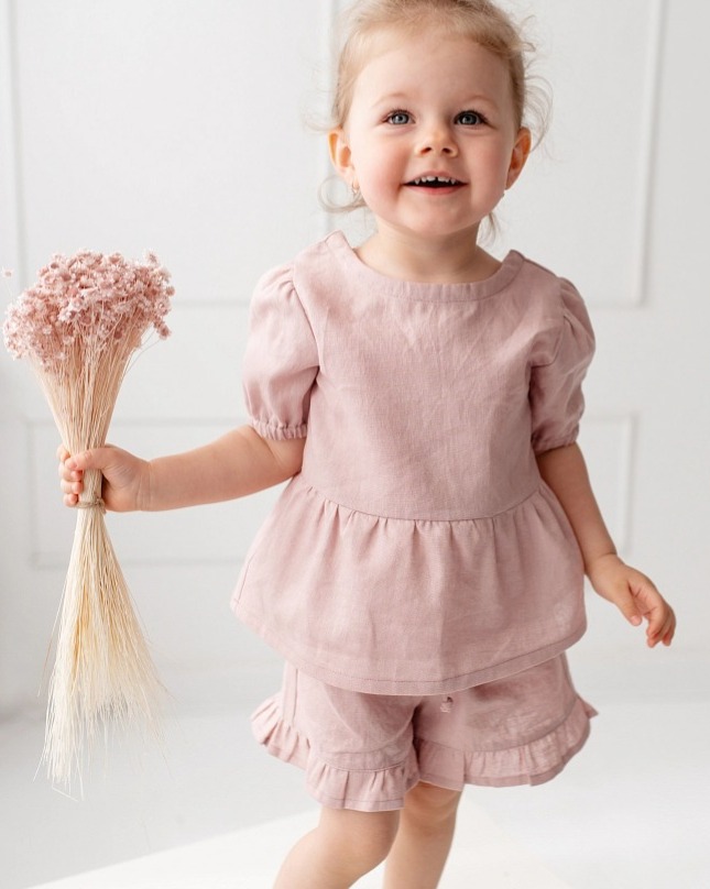 Dívčí lněný top – bílý