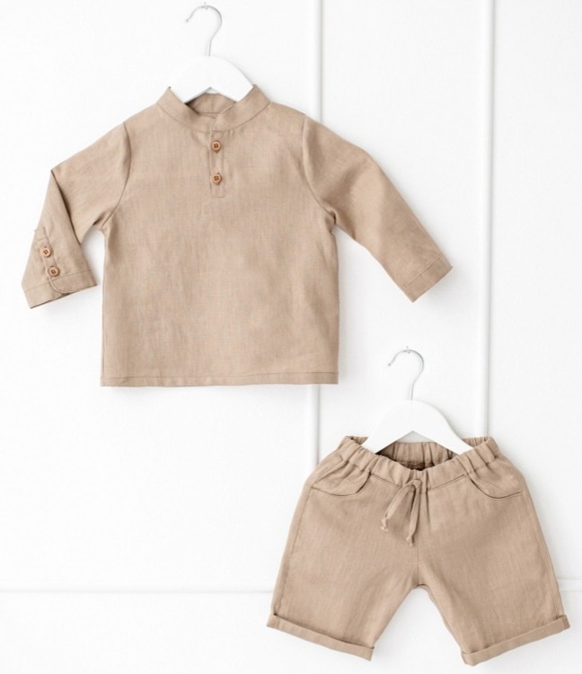 Chlapecké lněné kraťasy – hnědé