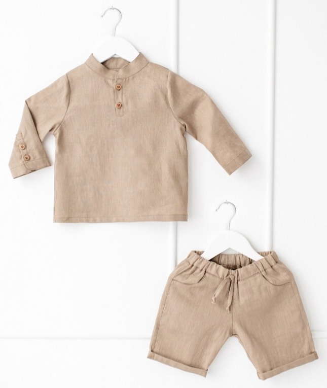 Chlapecká lněná košile – hnědá