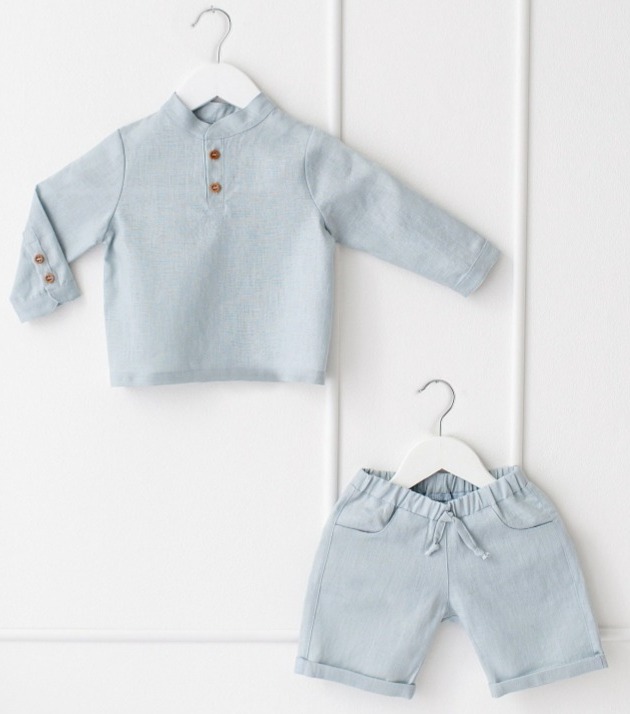 Chlapecká lněná košile – modrá