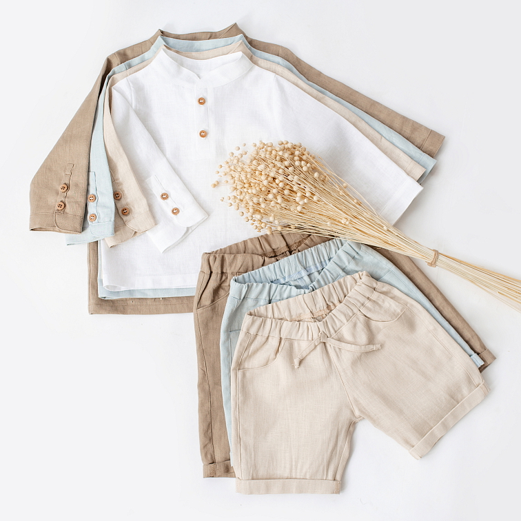 Chlapecká lněná košile – béžová