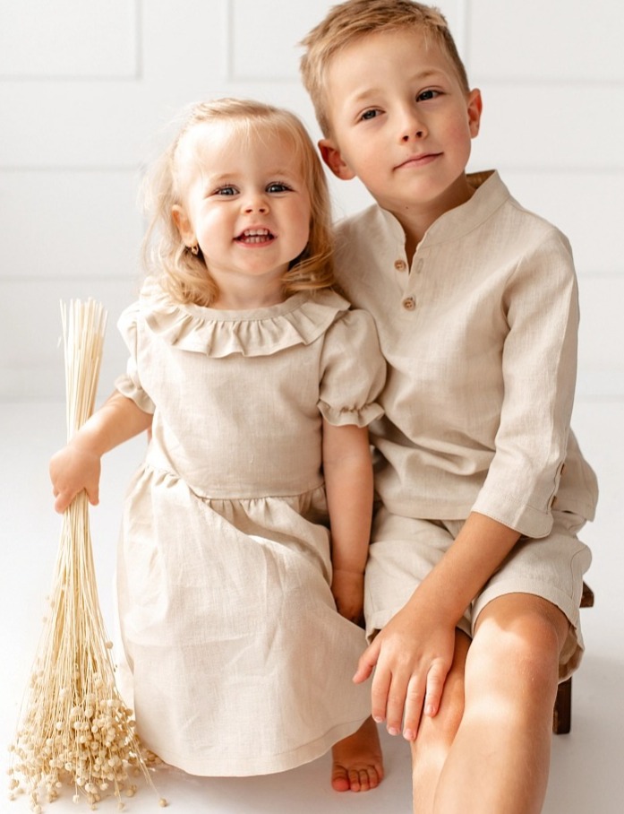 Chlapecká lněná košile – modrá