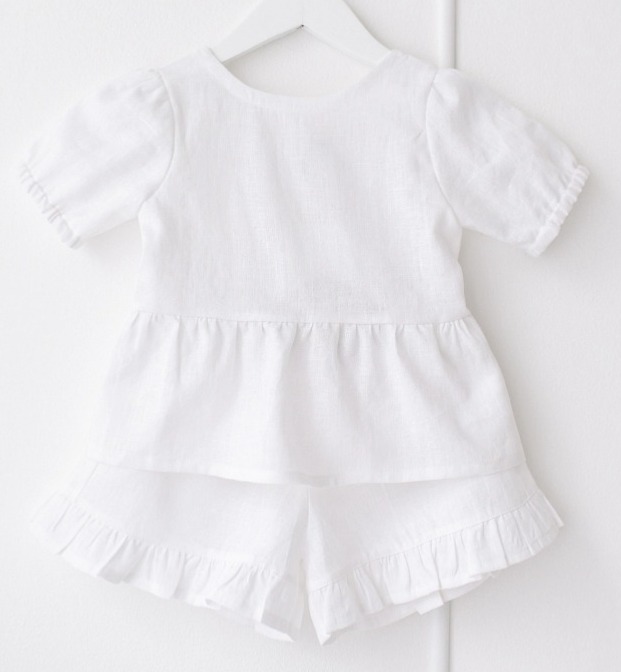 Dívčí lněné kraťasy – bílé