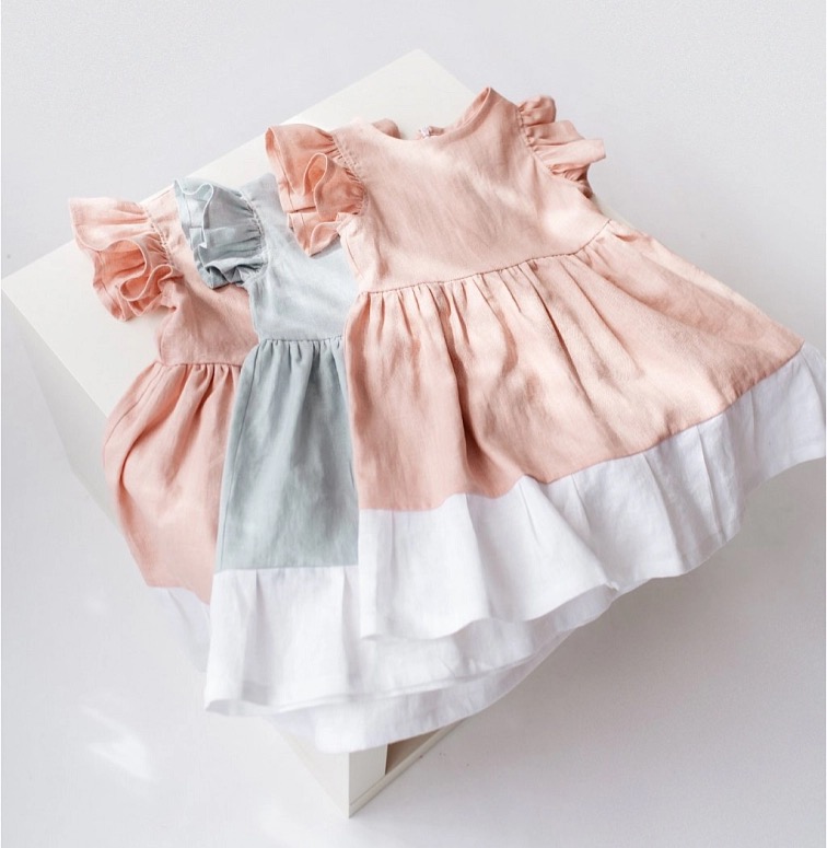 Lněné dětské šaty VZDUCH – bílé