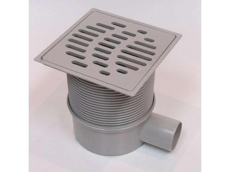 Teleskopická podlahová vpusť s bočním odtokem a plastovou mřížkou
