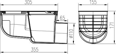 Plastový gajgr s bočním odtokem