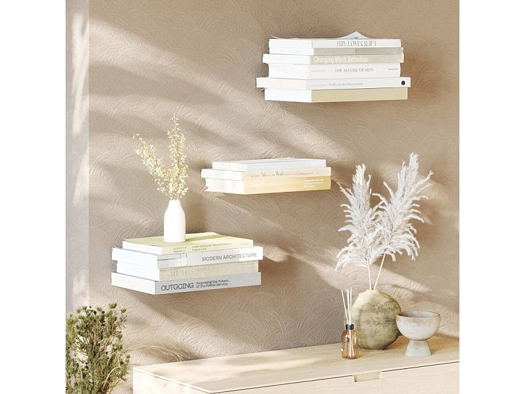 Neviditelná police na knihy bílá 170x80x150x2,0 mm