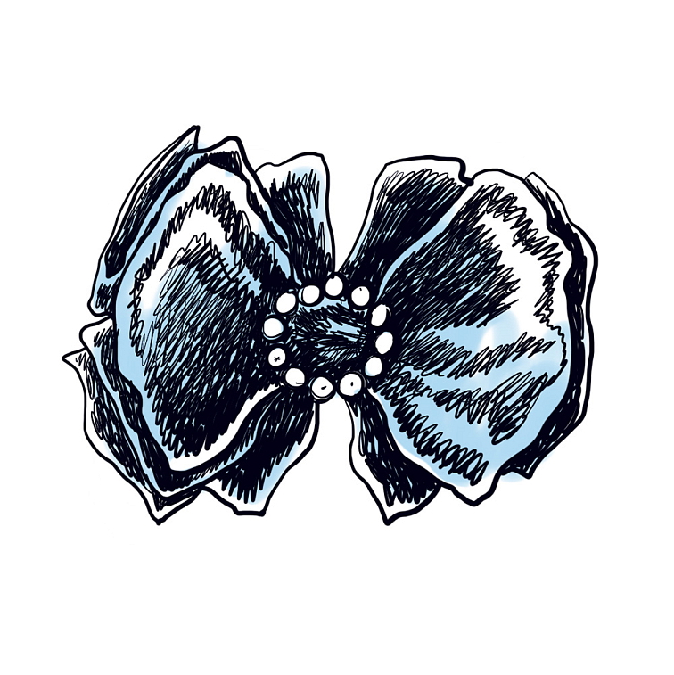 Barevně kombinovaná saténová mašlička s kytičkou Lt. Rose