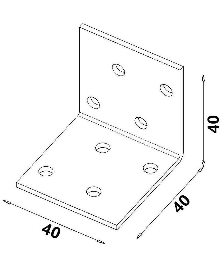 50ks - 40x40x40x2,0mm KM1 - Montážny uholník do dreva
