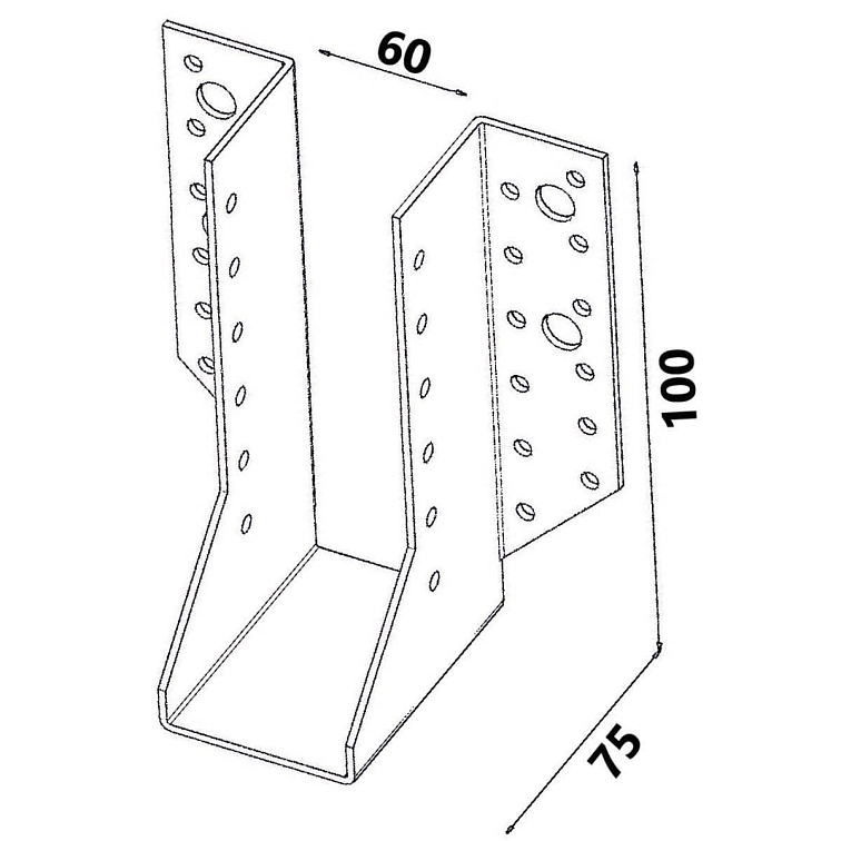 24ks - 60x100x75mm hr. 2,0mm - Trámová papuča - vonkajšia