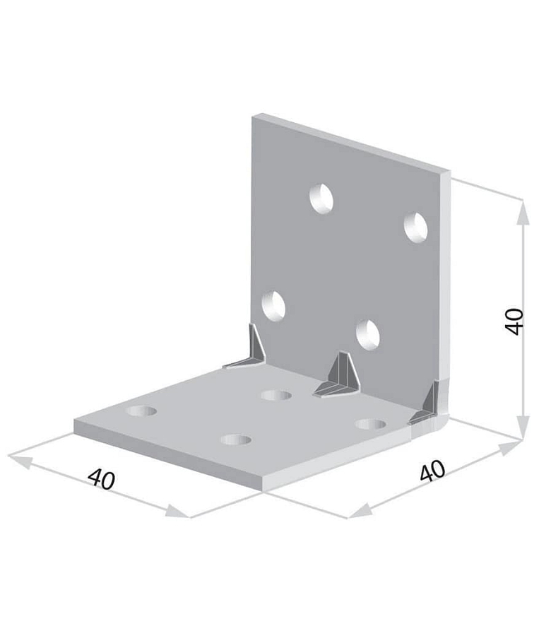 40x40x40x1,5mm KMP1 - Montážny uholník s prelisom do dreva