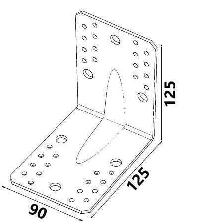 50ks - 125x125x90x2,5mm KP6 - Uholník s prelisom