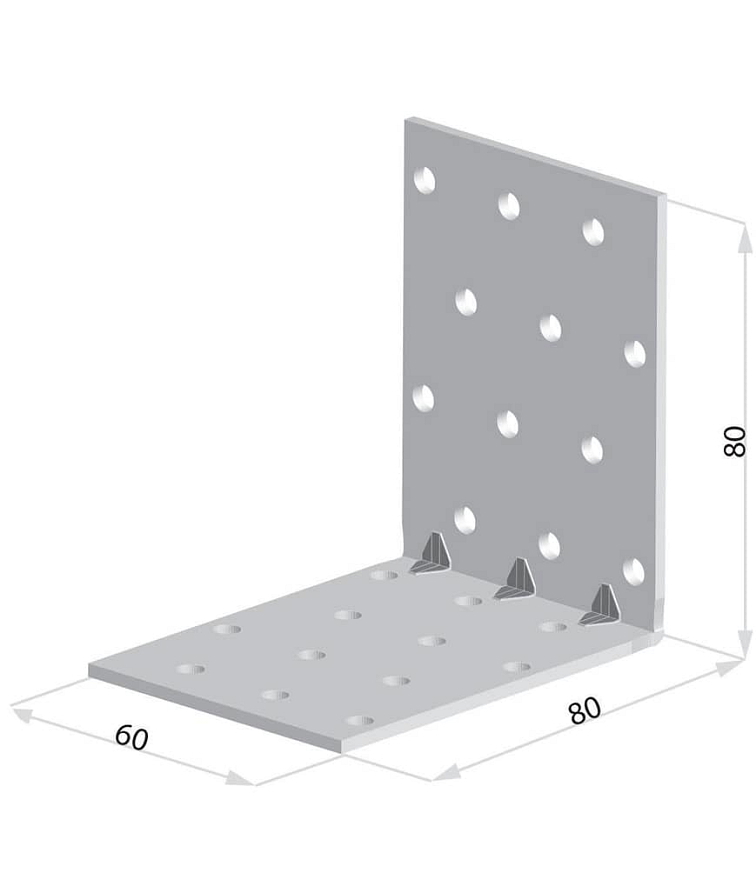 80x80x60x1,5mm KMP8 - Montážny uholník s prelisom do dreva