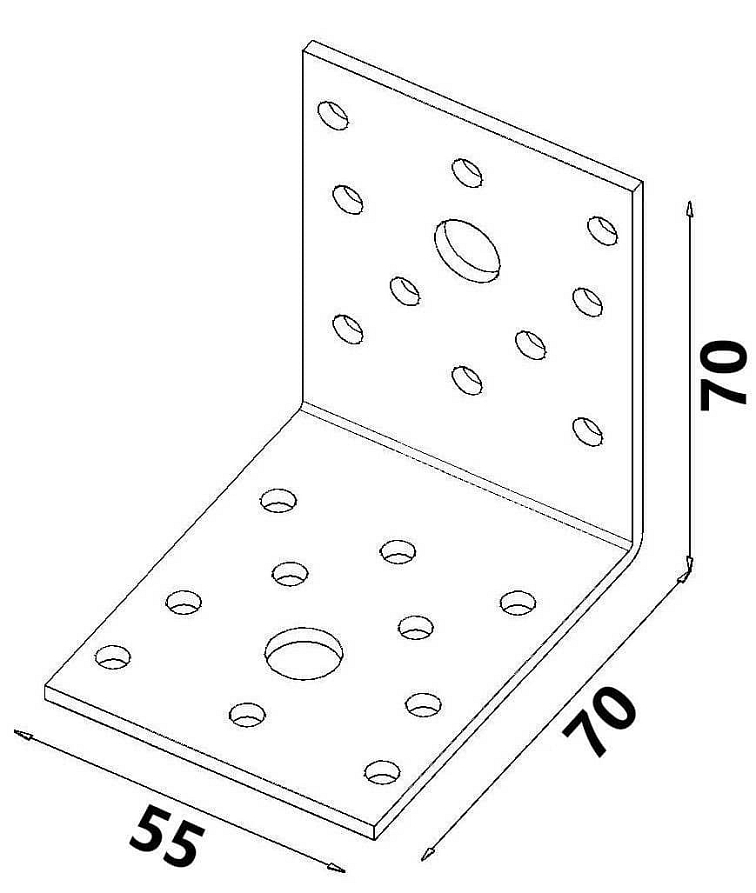 70x70x55x2,5mm KL2 - Spojovací uholník